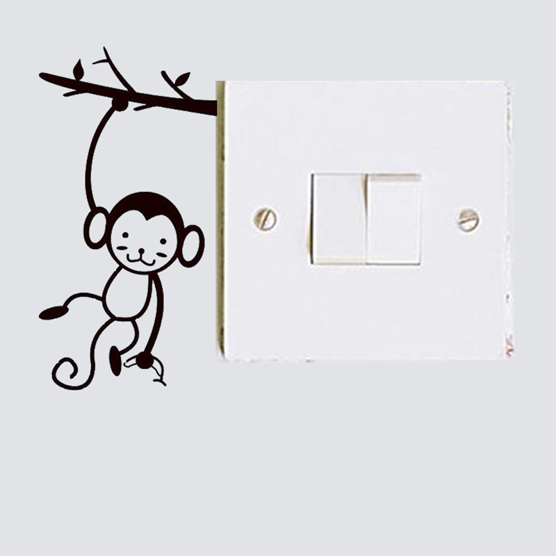 블랙 귀여운 원숭이 매달려 트리 분기 스위치 스티커,  - Pvc Panel Background 리뷰 및 가격